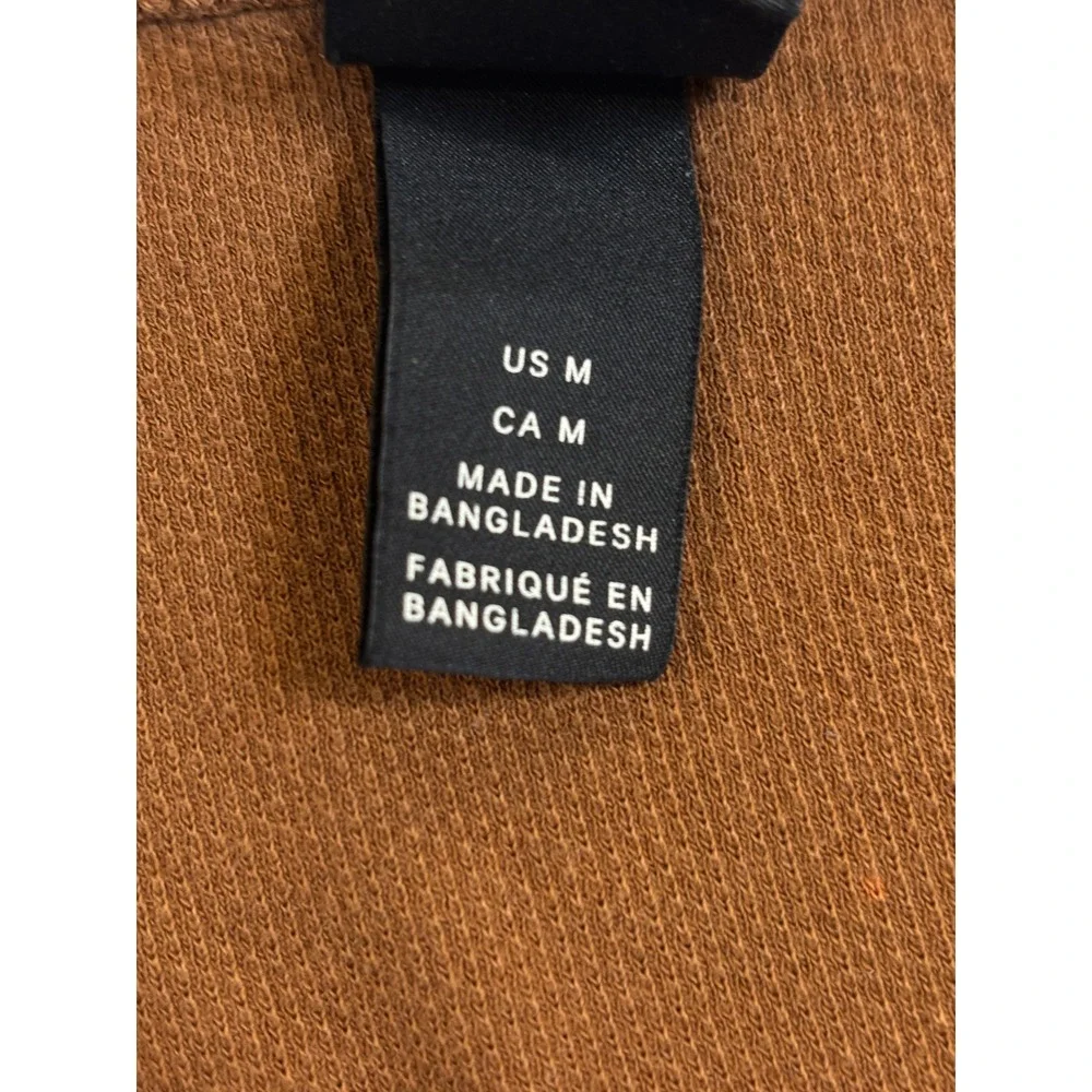 H&M New York City Boroughs Graphic T-Shirt Mens Medium Brown Waffle‎ Knit Tee